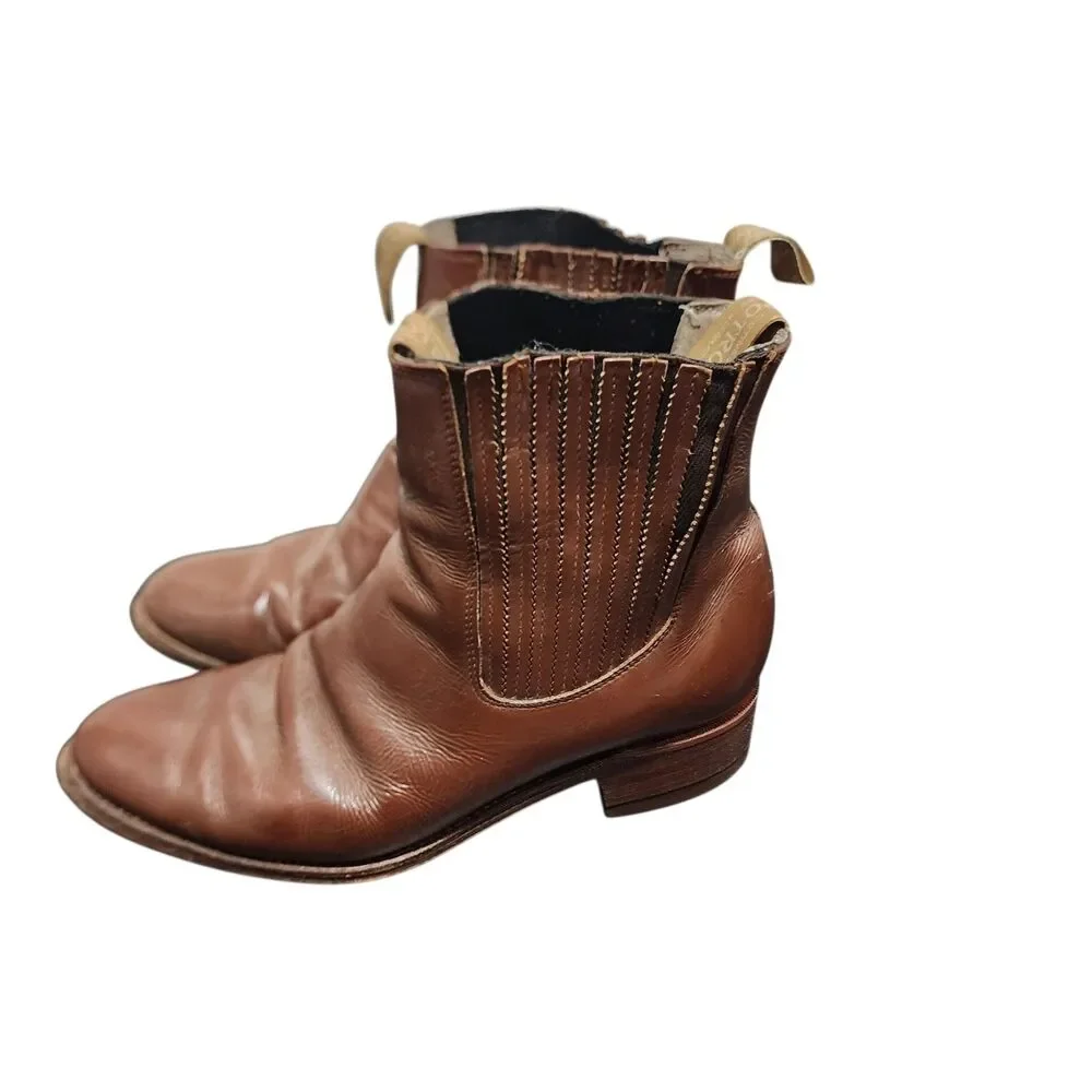 Potro Salvaje Brown Leather Ankle Boots Chelsea Western Riding Ranch‎ Boots